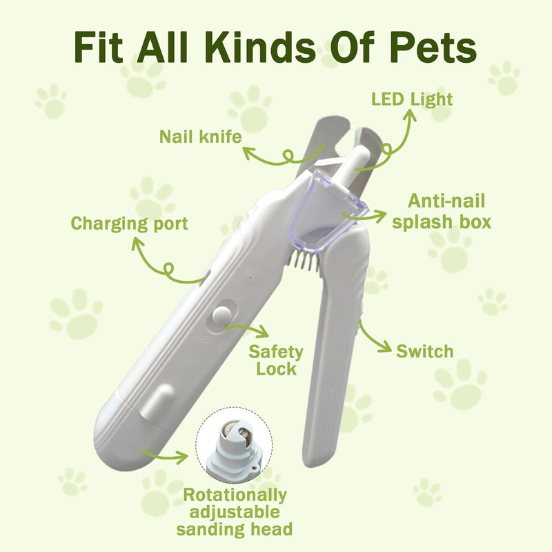 2-in-1 Dog Nail Grinder & Clipper with LED Light for Dogs and Cats