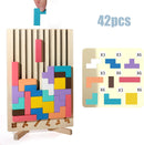 3D Wooden Tetris Puzzle Toy – Montessori Stacking Blocks for Kids & Adults