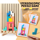 3D Wooden Tetris Puzzle Toy – Montessori Stacking Blocks for Kids & Adults
