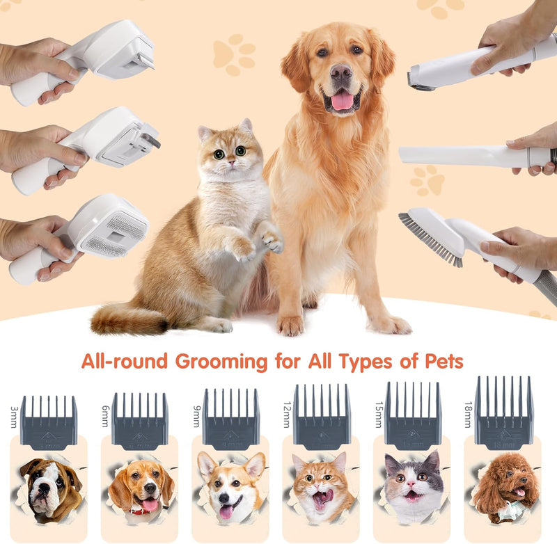 Pet Grooming Vacuum Kit 12-in-1 Low Noise Dog Hair Remover with 2.5L Dust Cup
