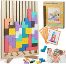 3D Wooden Tetris Puzzle Toy – Montessori Stacking Blocks for Kids & Adults