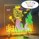 LED Message Note Board with Night Light – Kids Drawing Board with 7 Pens