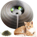 Magic Cat Scratch Board Toy with Ball Round Corrugated Cat Claw Grinding Frame